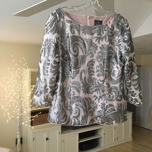 Adrianna  Papell Silver Sequin Blouse Top